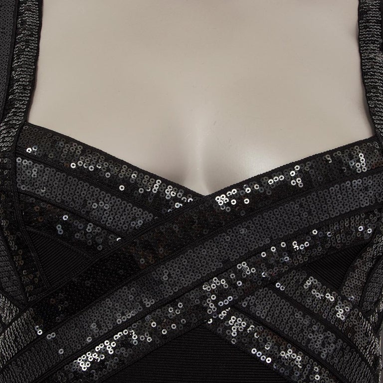 herve leger black sequin bandage dress Herve Leger Black Sequin Bandage Dress XS Herve Leger