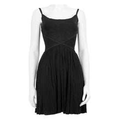 Used Herve Leger Black Sleeveless Gathered Mini Dress Size L