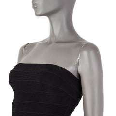 HERVE LEGER schwarzes STRAPLESS BANDAGE BODYCONE Kleid XXS
