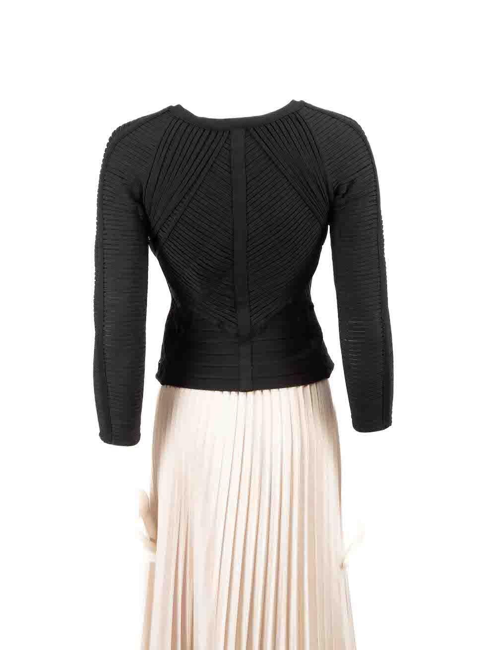 Herve Leger Black Strappy Long Sleeve Top Size XS In Good Condition For Sale In London, GB
