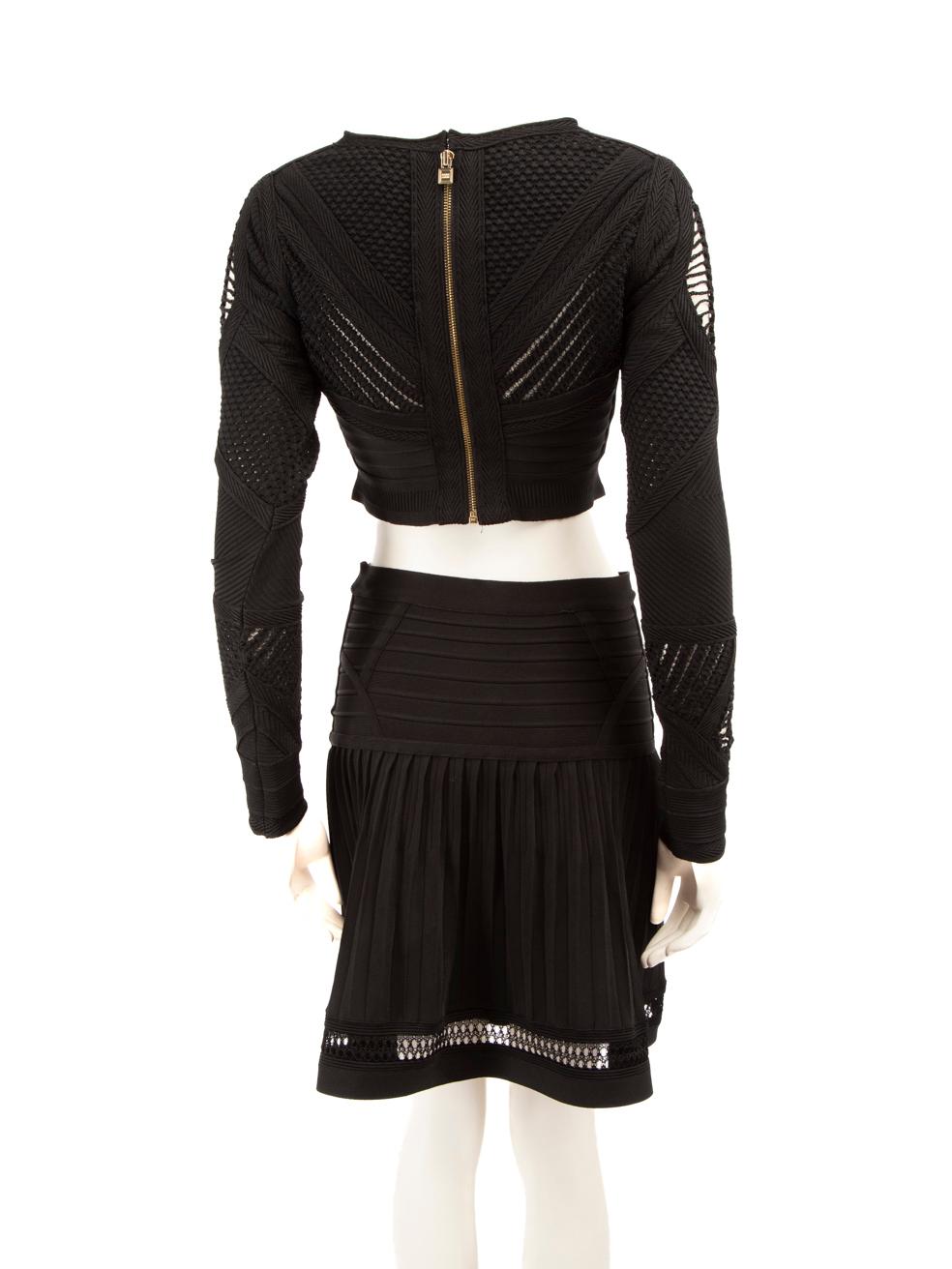 Herve Leger Black Stretch Knit Co-ord Size XS In Good Condition In London, GB