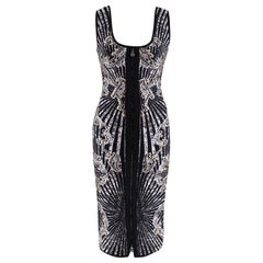 Herve Leger Black Studded Patterned Zip-Front Dress S