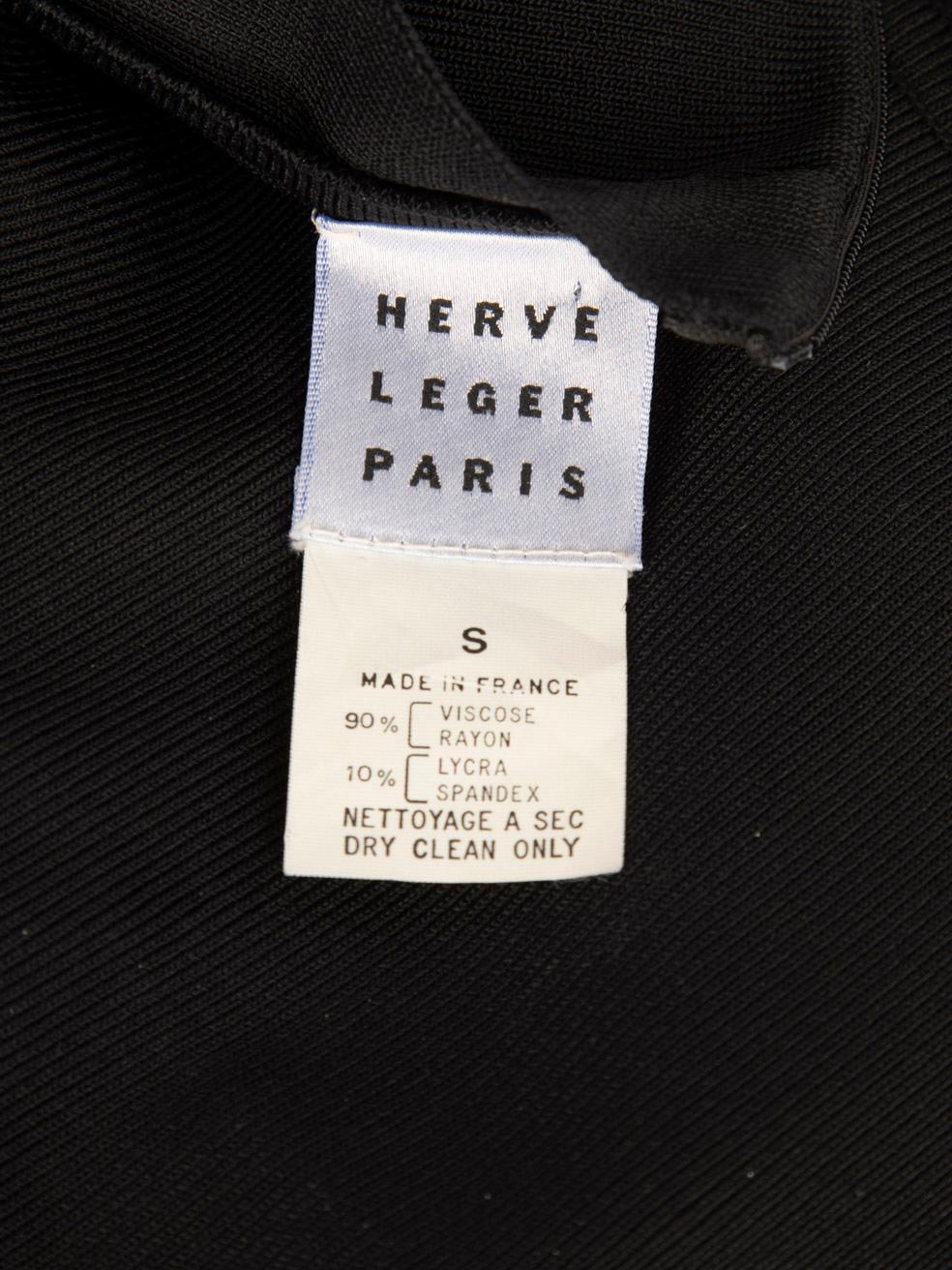 Herve Leger Schwarzes langärmeliges Kleid mit V-Ausschnitt Größe S im Angebot 2