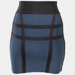 Herve Leger Blau/Schwarzer Strick-Minirock XS