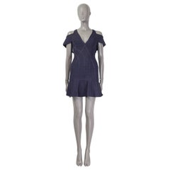 HERVE LEGER blue COLD SHOULDER FLARED BANDAGE Dress XS