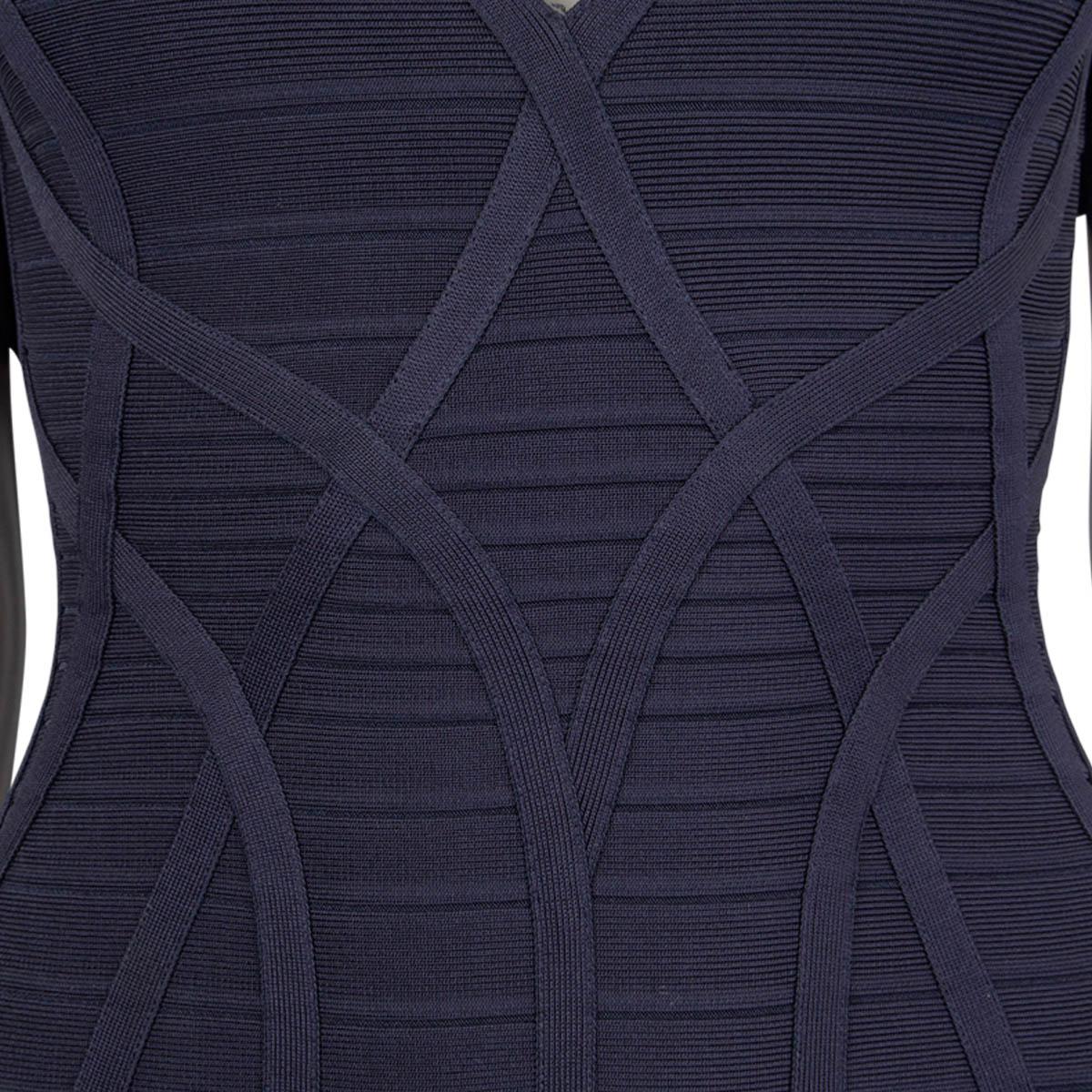 HERVE LEGER blue COLD SHOULDER FLARED BANDAGE Dress XS For Sale 1