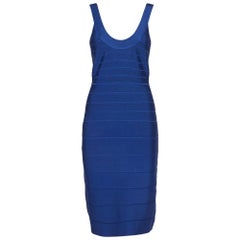 Herve Leger Blue Knit Sleeveless Bandage Dress S