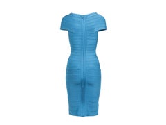 Herve Leger Blue Short-Sleeve Bandage Dress