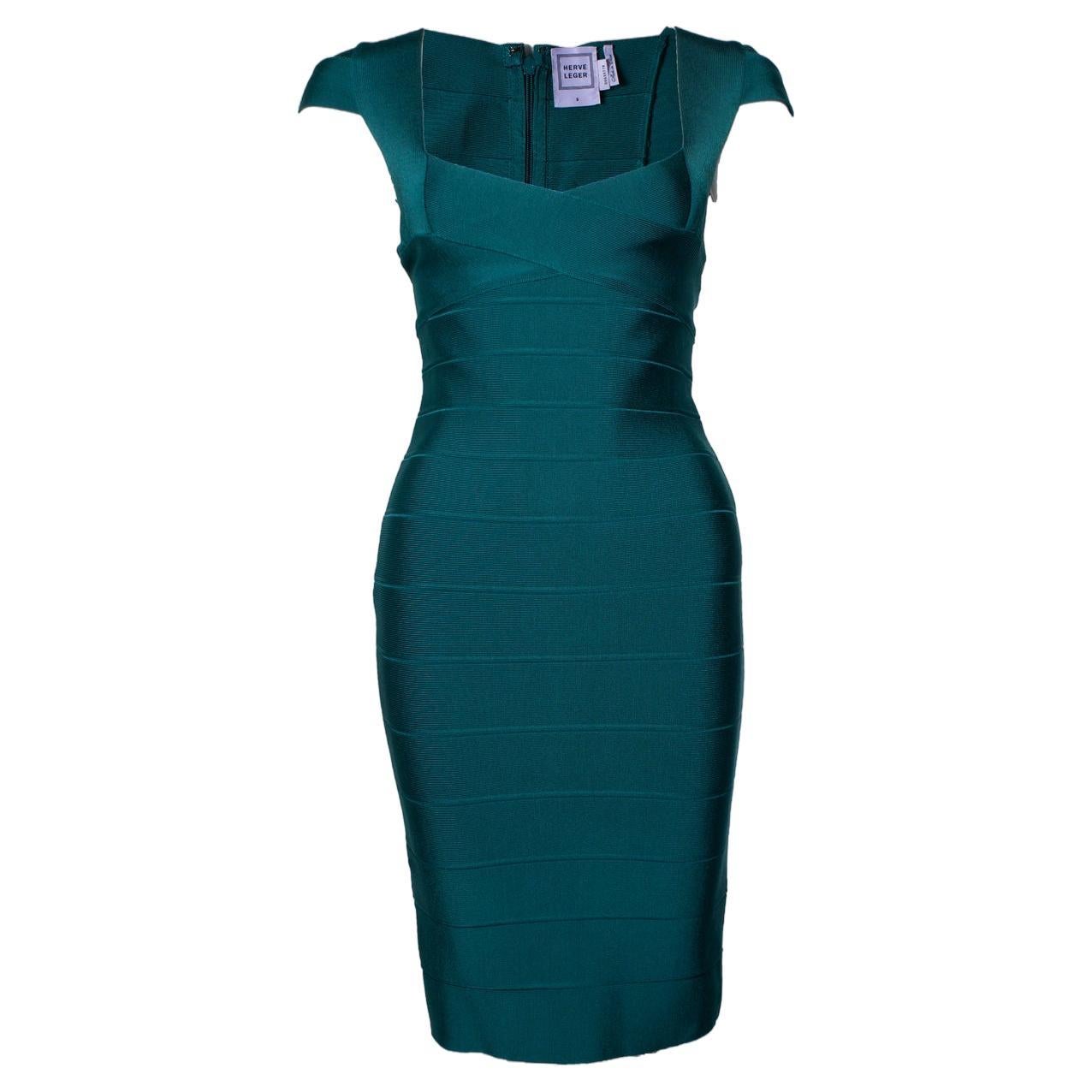 Herve Leger, Bodycon dress in green