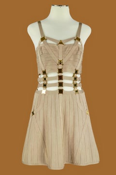 Hervé Leger vestido bodycon stock en dorado talla L