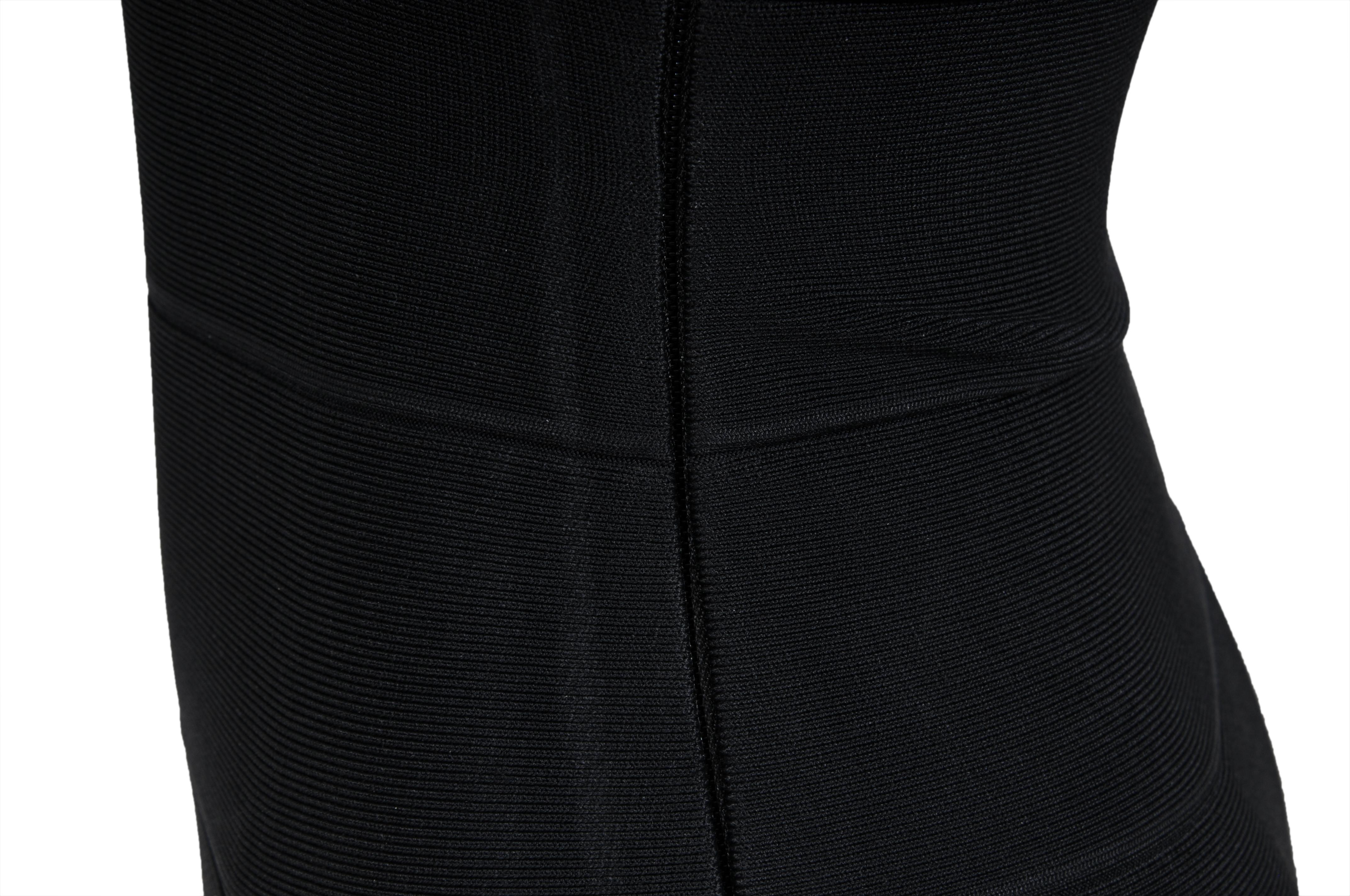 Herve Leger Bodycon V-Ausschnitt Spitzenkleid Größe XS Schwarz Tan Semi Sheer im Angebot 11