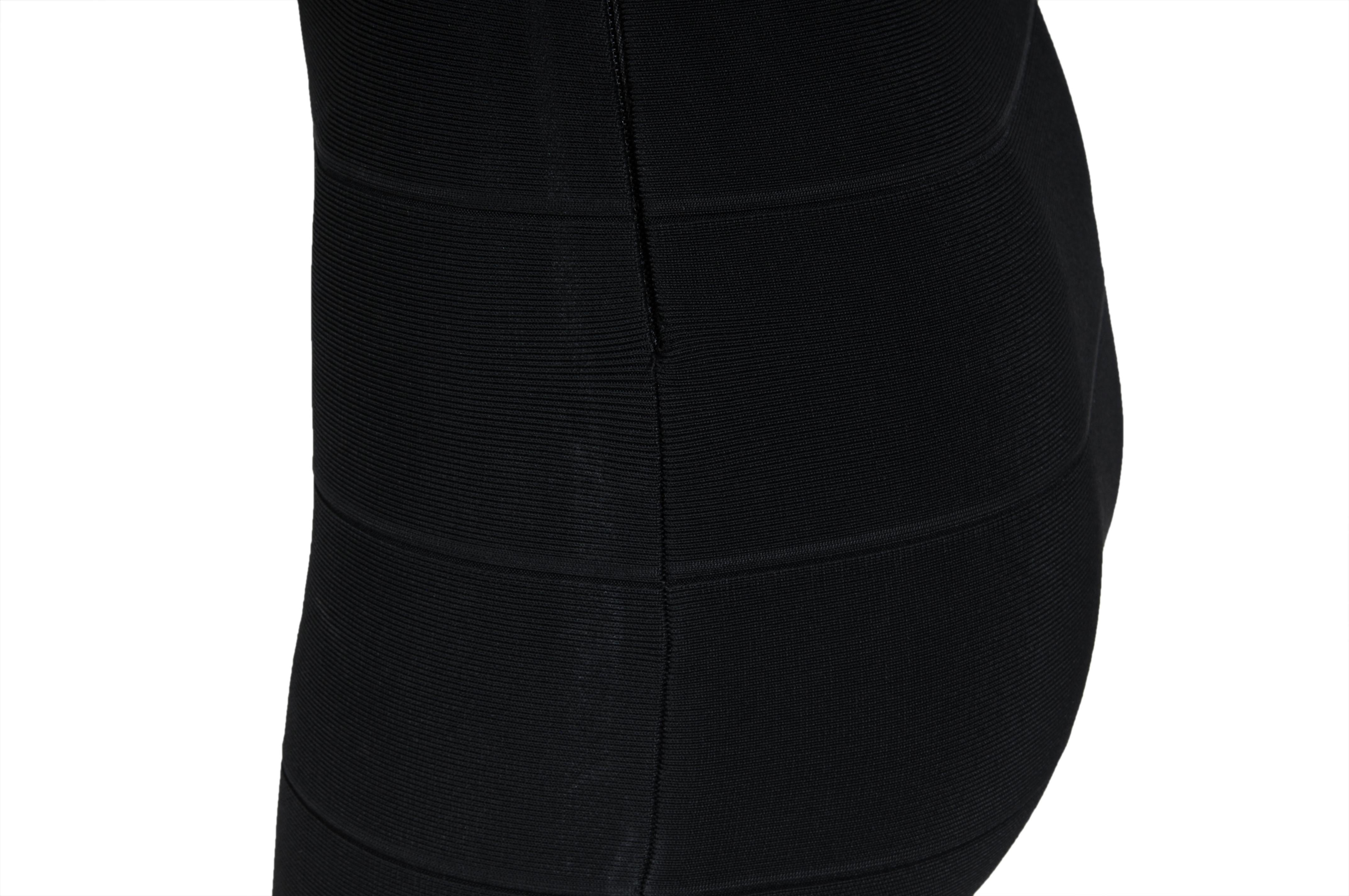 Herve Leger Bodycon V-Ausschnitt Spitzenkleid Größe XS Schwarz Tan Semi Sheer im Angebot 12