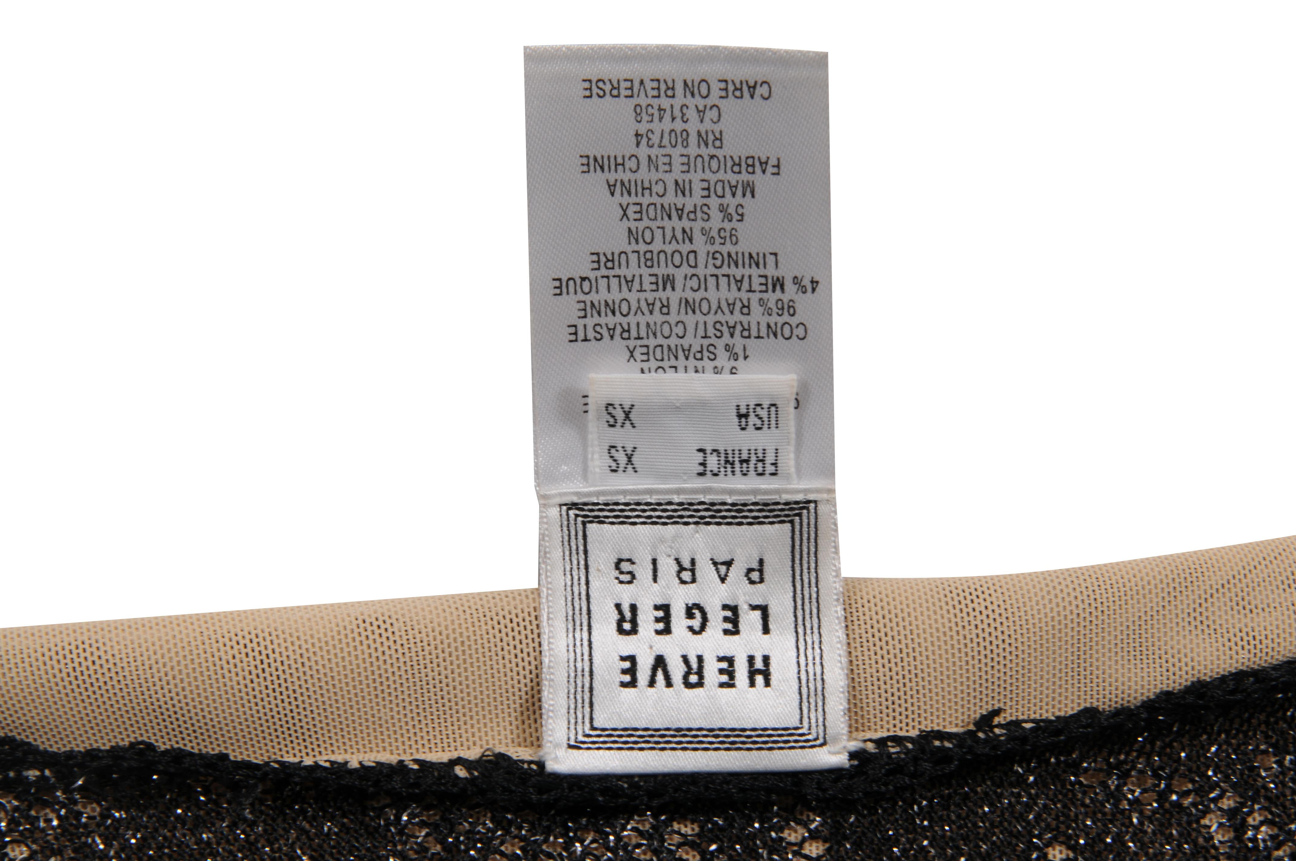 Herve Leger Bodycon V-Ausschnitt Spitzenkleid Größe XS Schwarz Tan Semi Sheer im Angebot 13