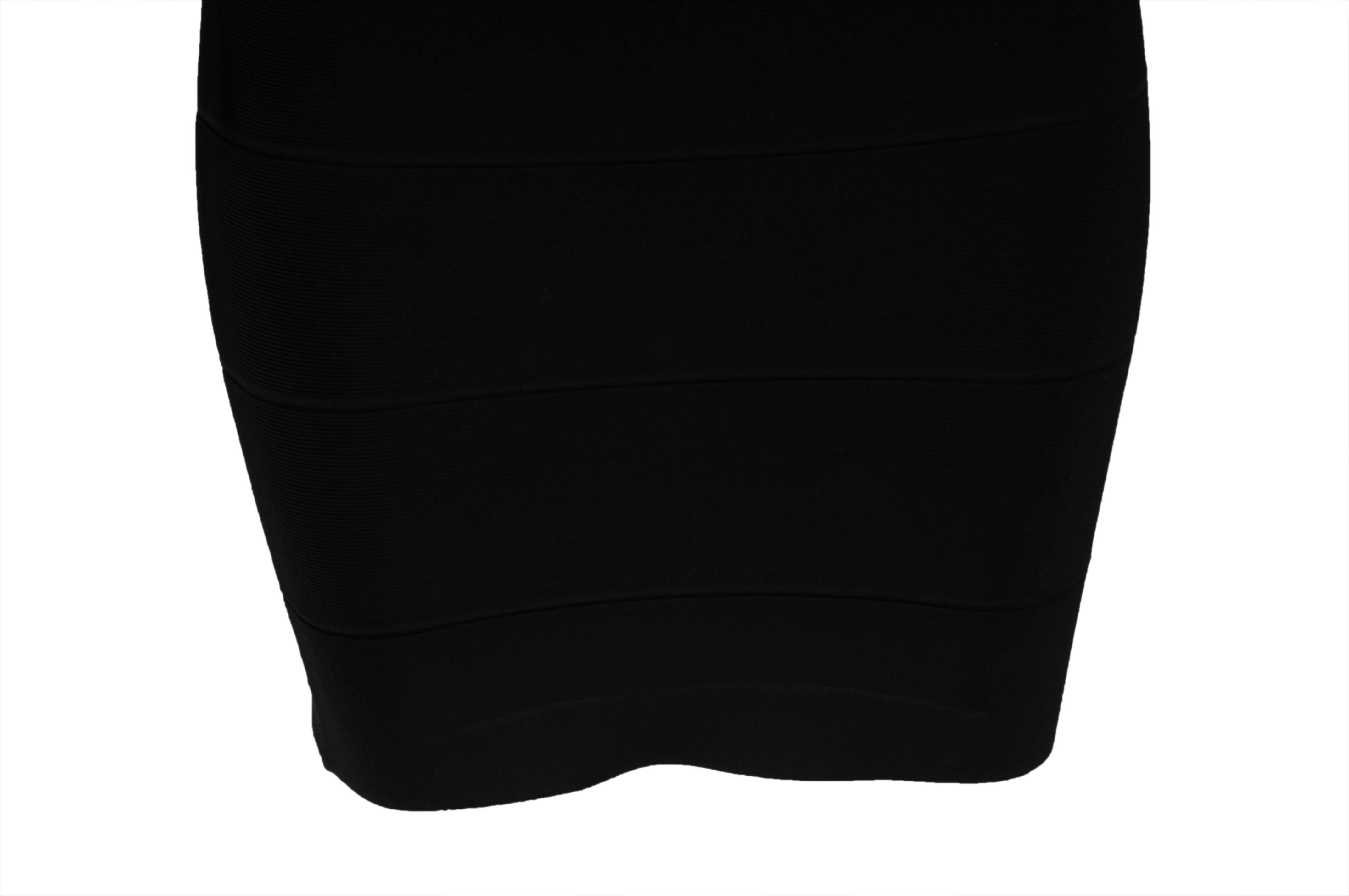 Herve Leger Bodycon V-Ausschnitt Spitzenkleid Größe XS Schwarz Tan Semi Sheer Herren im Angebot