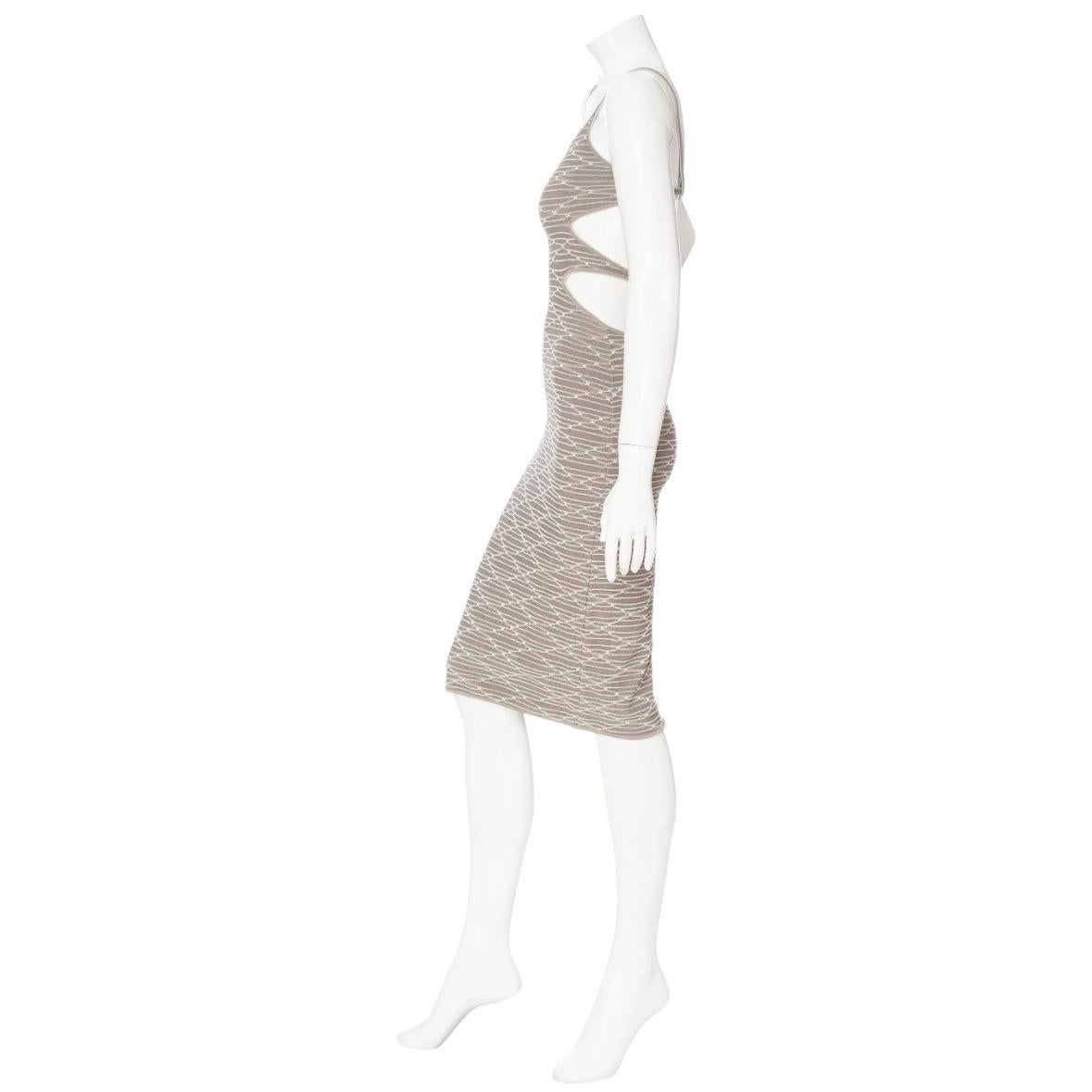 Hervé Léger Brown Patterned Cutout Bodycon Dress  In Good Condition For Sale In Los Angeles, CA