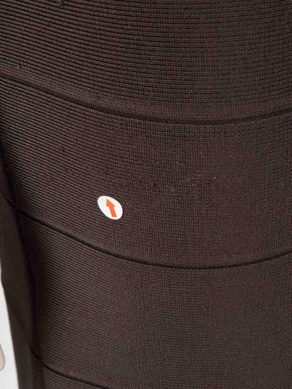 Herve Leger Brown Square Neck Bandage Midi Dress Size XS For Sale 3