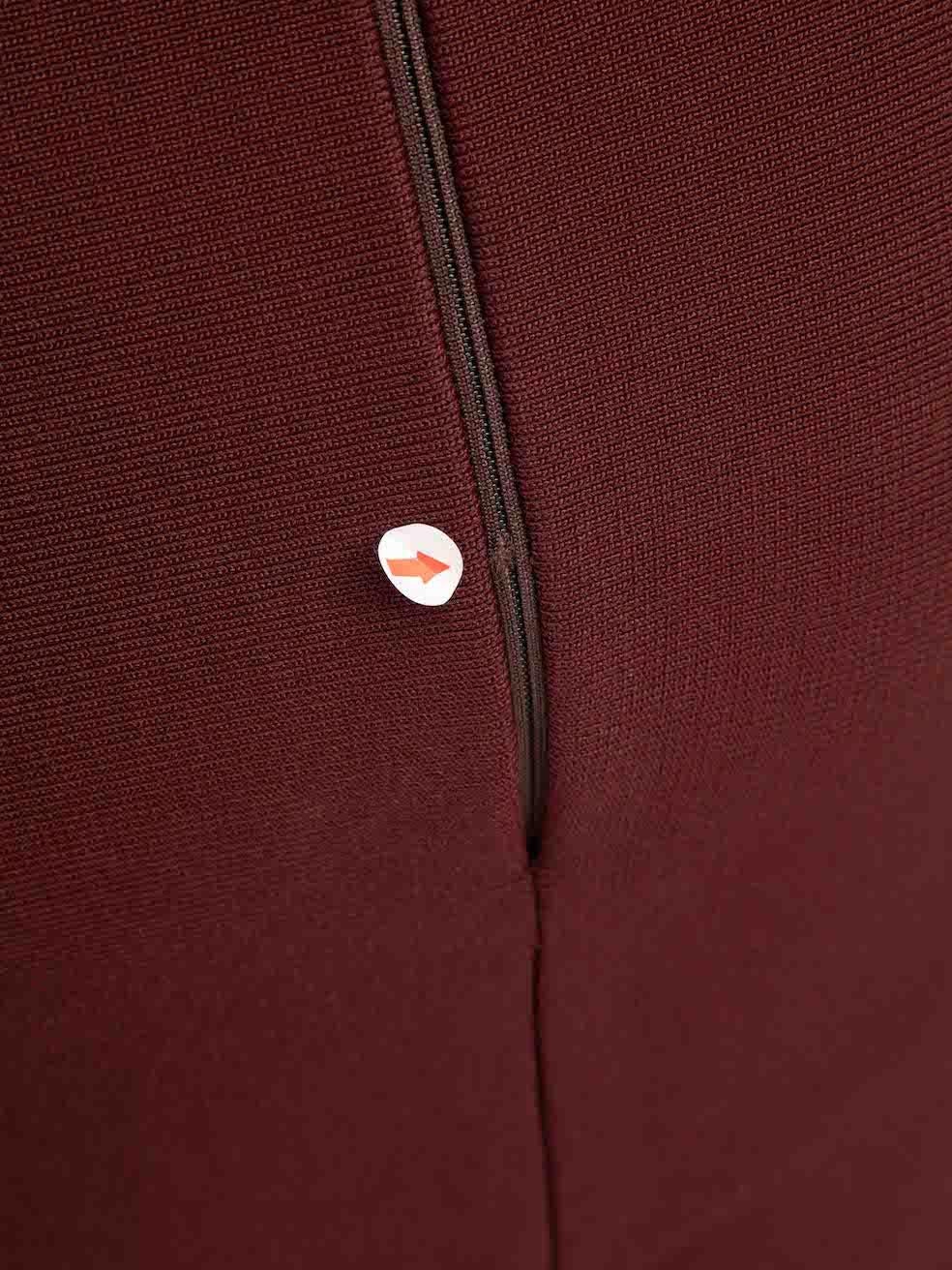 Herve Leger Burgundy Long Sleeves Bodycon Mini Dress Size L In Good Condition For Sale In London, GB