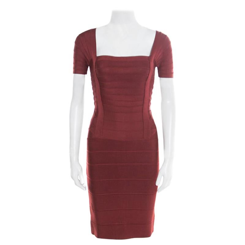 herve leger burgundy dress