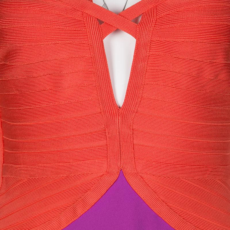 Herve Leger Color Block Cutout Detail Sleeveless Emmaline Dress S In New Condition In Dubai, Al Qouz 2