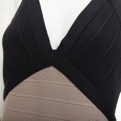 HERVE LEGER colorblock asymmetric one shoulder bandage bodycon mini dress S
