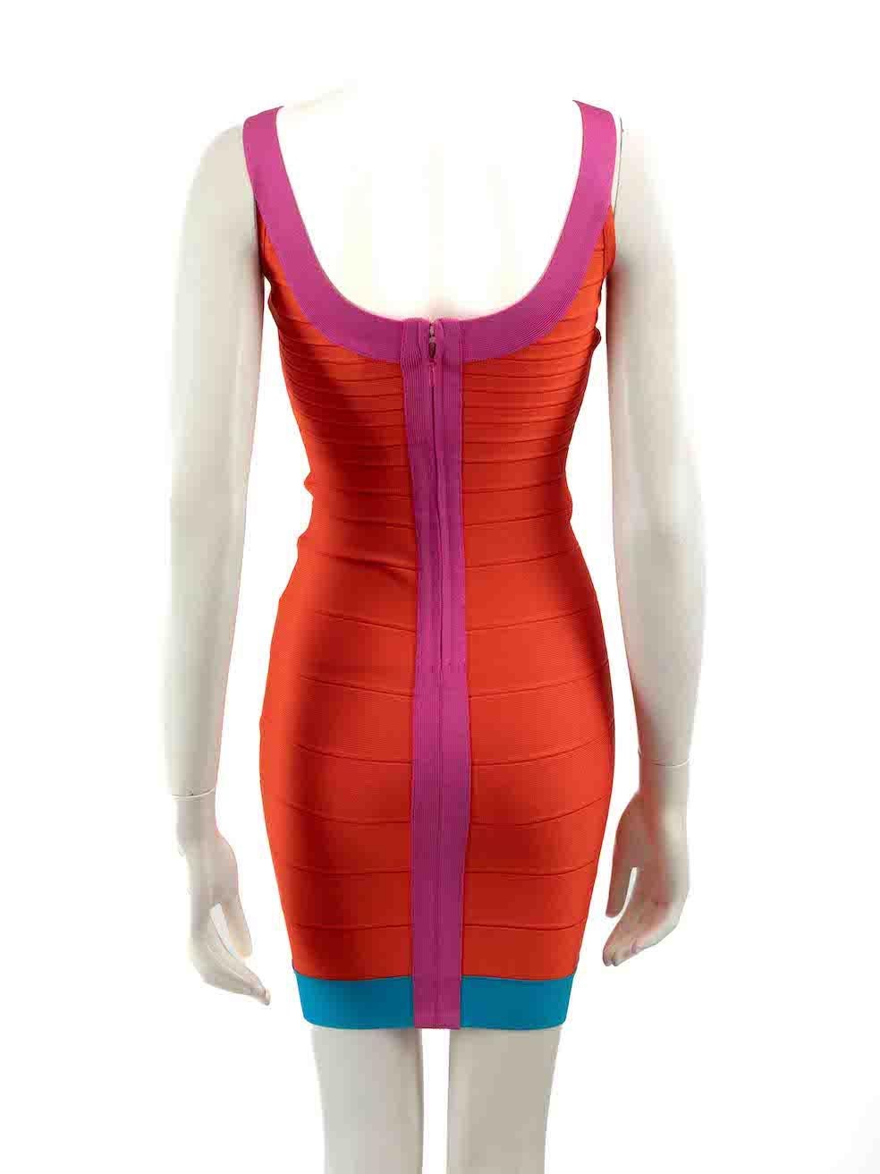 Red Herve Leger Colorblock Bandage Mini Dress Size XS For Sale