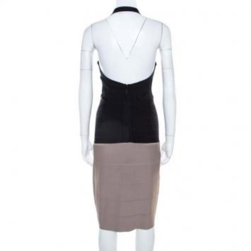 Herve Leger - Vestito a fascia con collo a farfalla in maglia colorblock S in vendita 6
