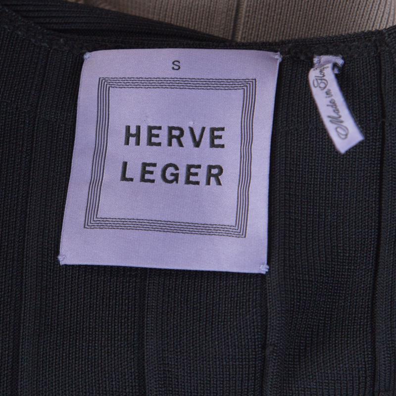 Herve Leger Colorblock Knit Halter Neck Bandage Dress S In Good Condition In Dubai, Al Qouz 2