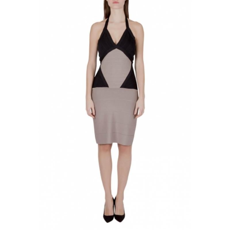 Herve Leger - Vestito a fascia con collo a farfalla in maglia colorblock S in vendita 3