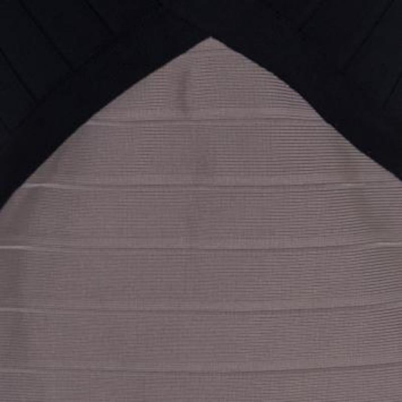 Herve Leger - Vestito a fascia con collo a farfalla in maglia colorblock S in vendita 4