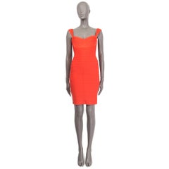 HERVE LEGER coral ABRIELLE BANDAGE BODYCON Dress S