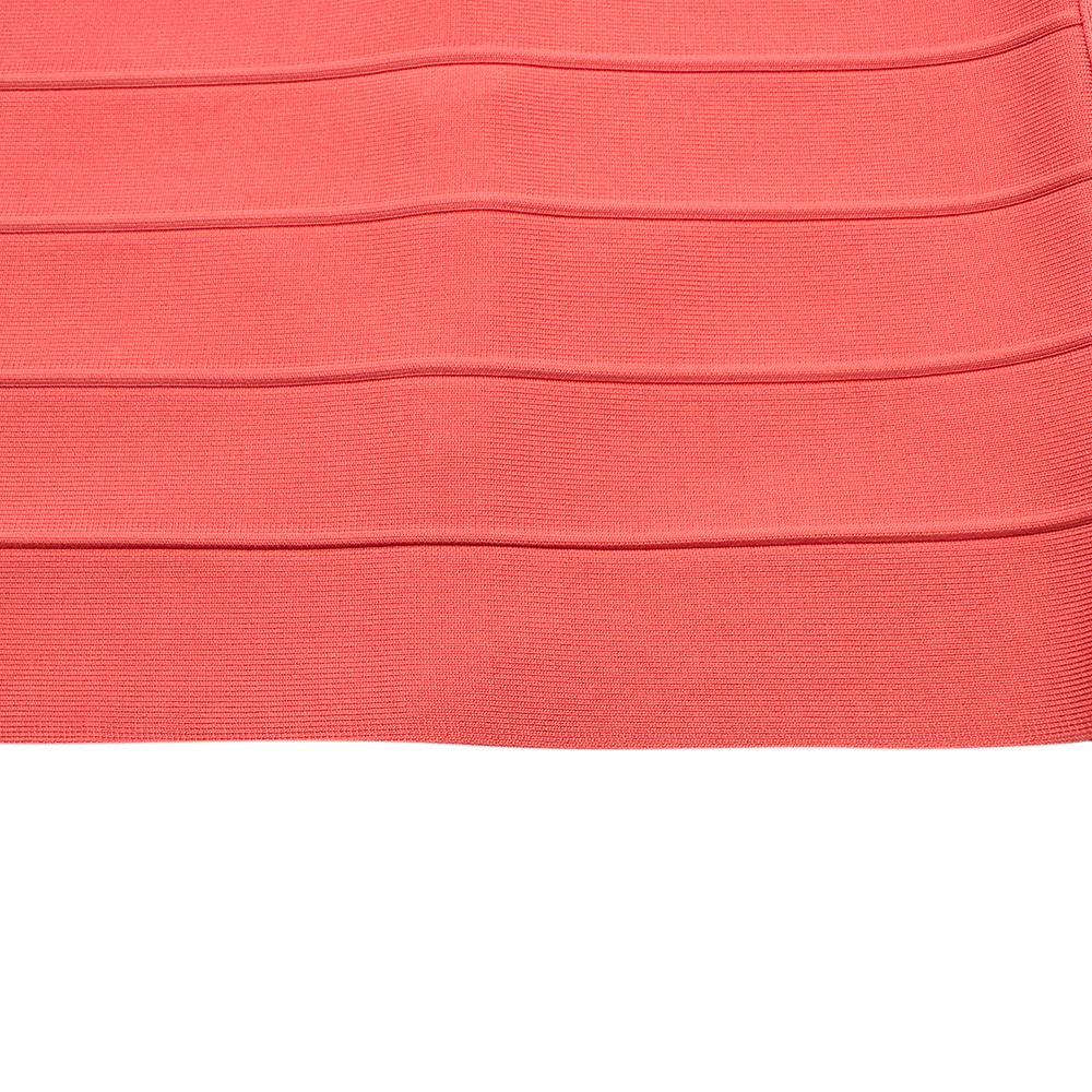 Herve Leger Coral Knit Zinnia Mini Dress - Size XS For Sale 2