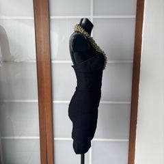 Hervé Léger Couture – Abito nero bandage con scollatura gioiello, pari al nuovo