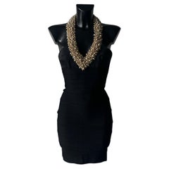 Hervé Léger Couture - Black bandage dress with jeweled neckline, like new