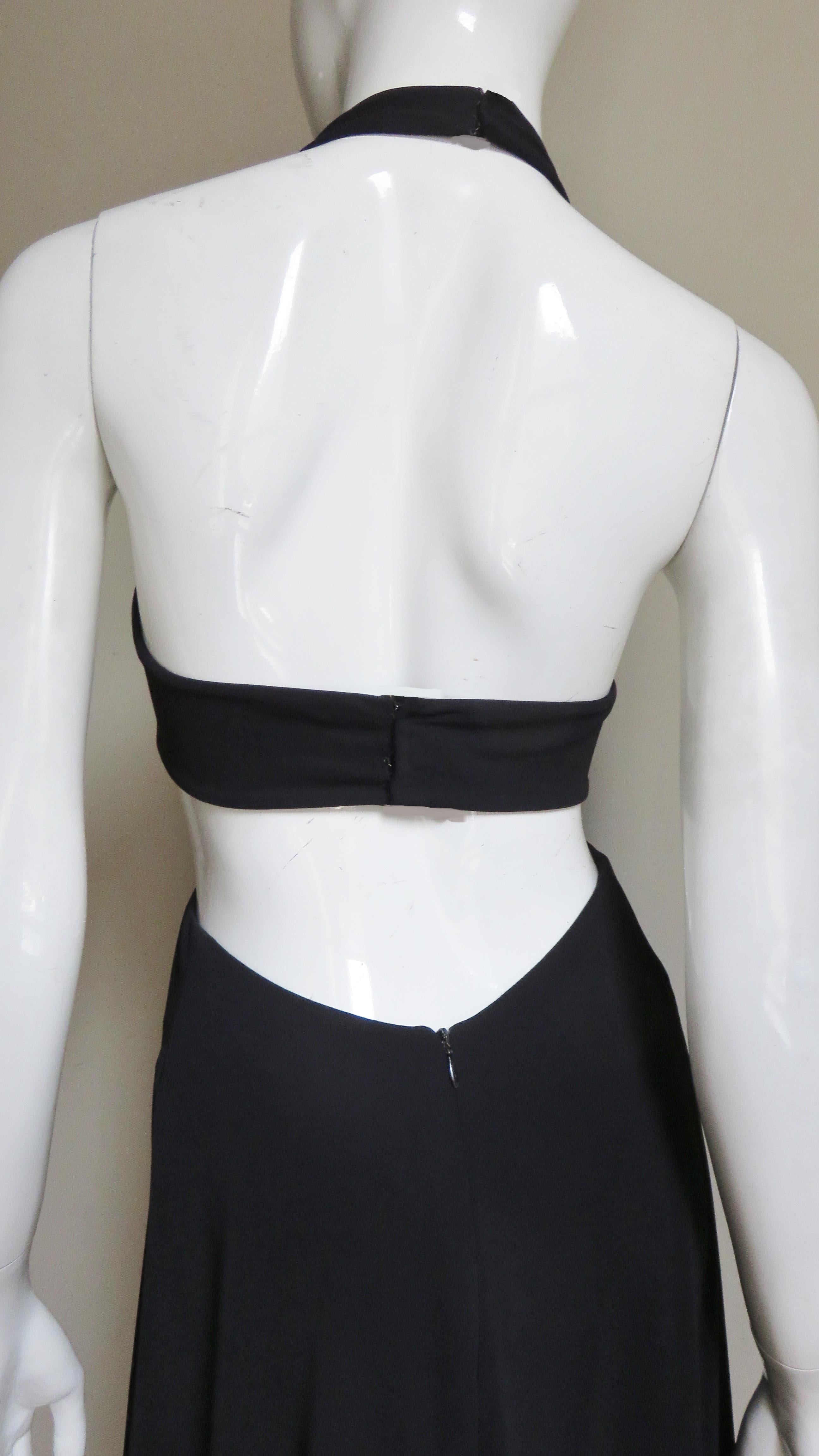 Herve Leger Cut out Silk Halter Dress 1990s For Sale 5