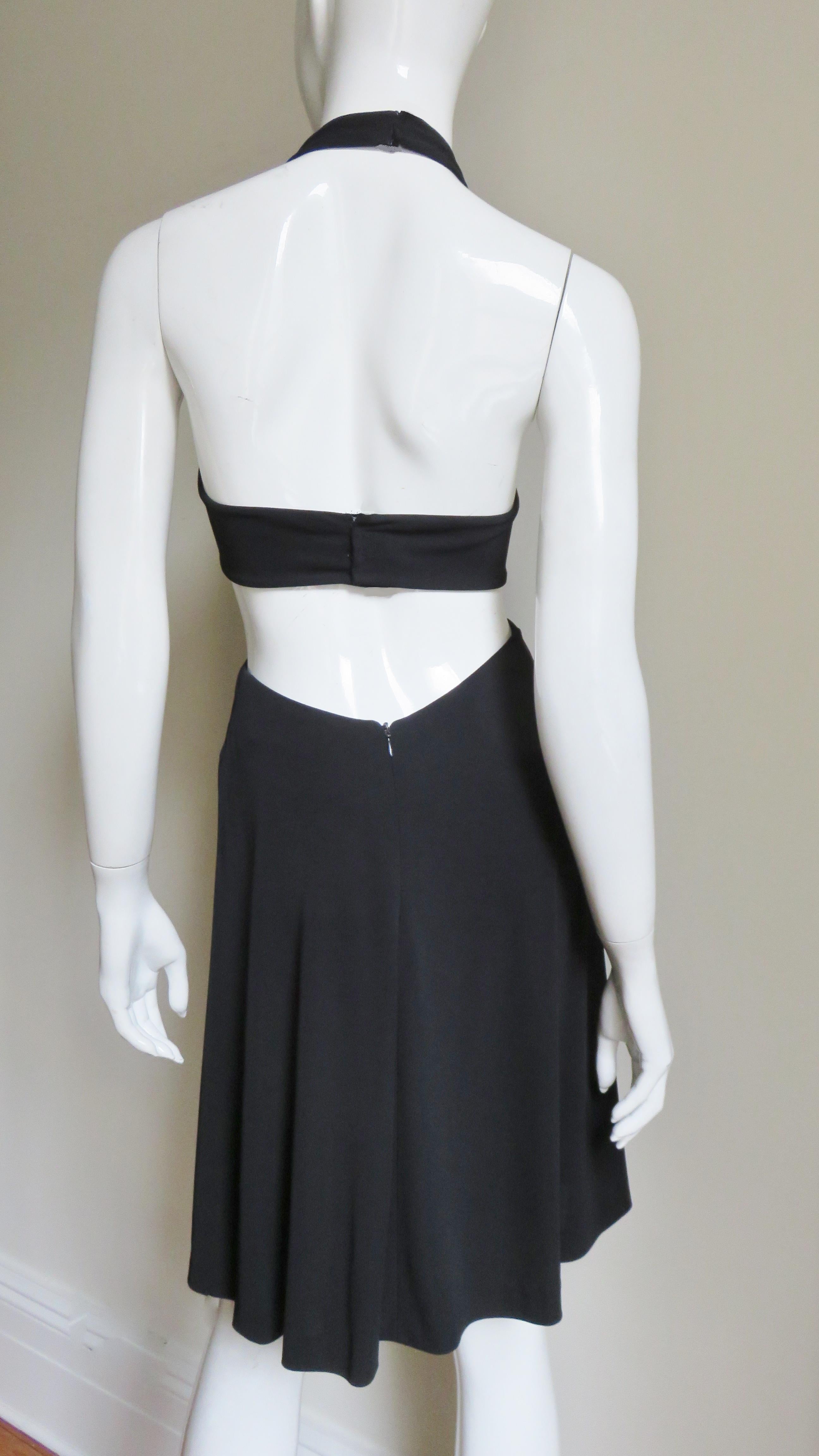 Herve Leger Cut out Silk Halter Dress 1990s For Sale 6