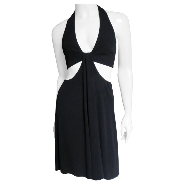 Herve Leger Cut out Silk Halter Dress 1990s For Sale at 1stDibs | herve  leger halter dress