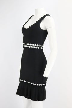 Herve Leger Stretch-Strick-Minikleid mit Ausschnitt XSmall