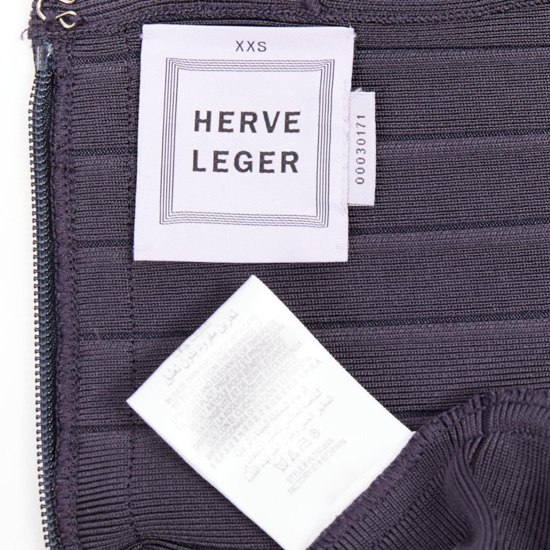 HERVE LEGER dark blue square neck bodycon bandage dress XXS For Sale 3