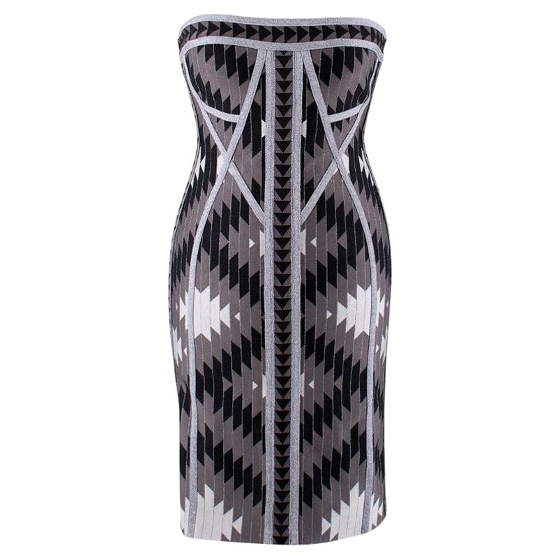 Herve Leger Dree Silver Bandage Dress 