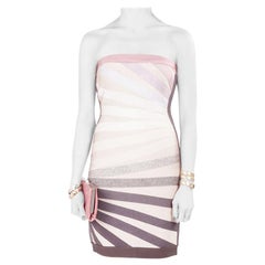 Herve Leger Dusty Petal Ombre Knit Strapless Bianca Bandage Dress M