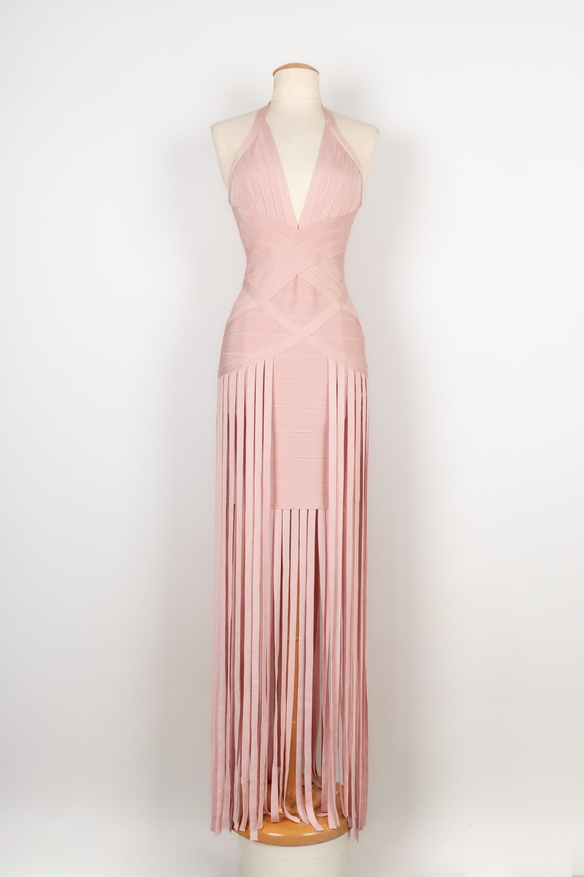 Hervé Léger Elasticated Powder Pink Dress For Sale