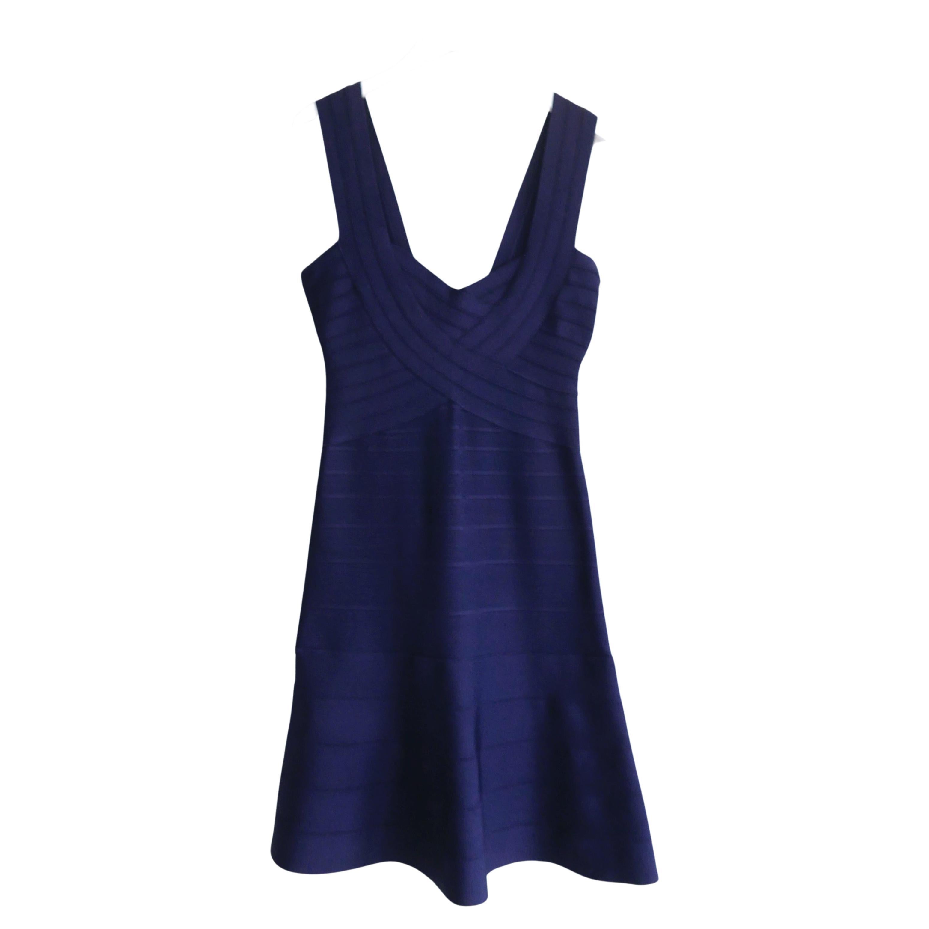 Herve Leger Elisha Dress Navy Blue For Sale