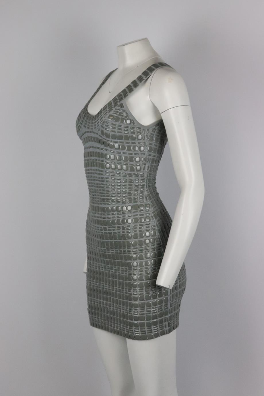 Gray Herve Leger Embellished Bandage Mini Dress Xsmall