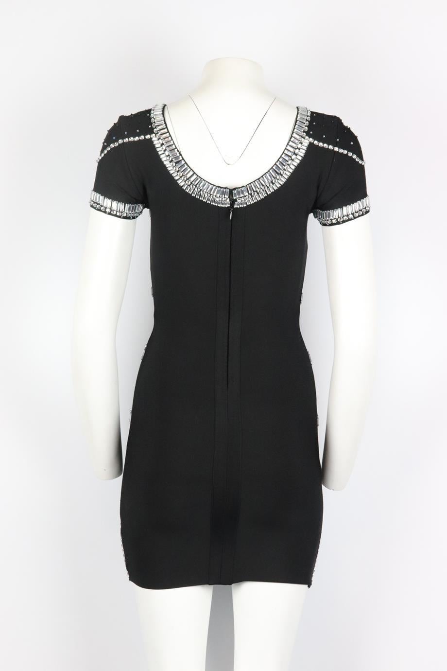 Herve Leger Embellished Stretch Knit Mini Dress Small In Excellent Condition In London, GB