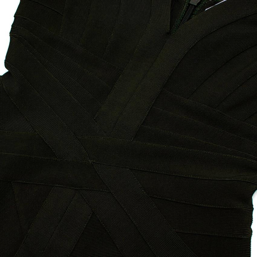 Black Herve Leger Forest Green Bandage Short Sleeve Mini Dress - Size M