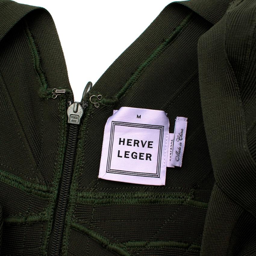 Herve Leger Forest Green Bandage Short Sleeve Mini Dress - Size M 1