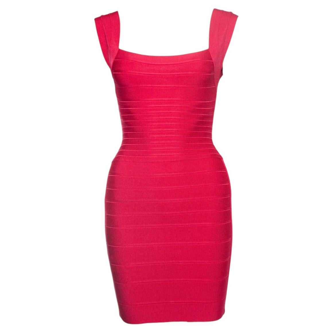 Herve Leger, Fuchsia Zoe body con stretch dress