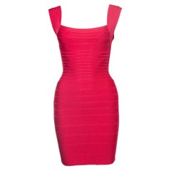 Herve Leger, Abito Zoe fucsia con body stretch