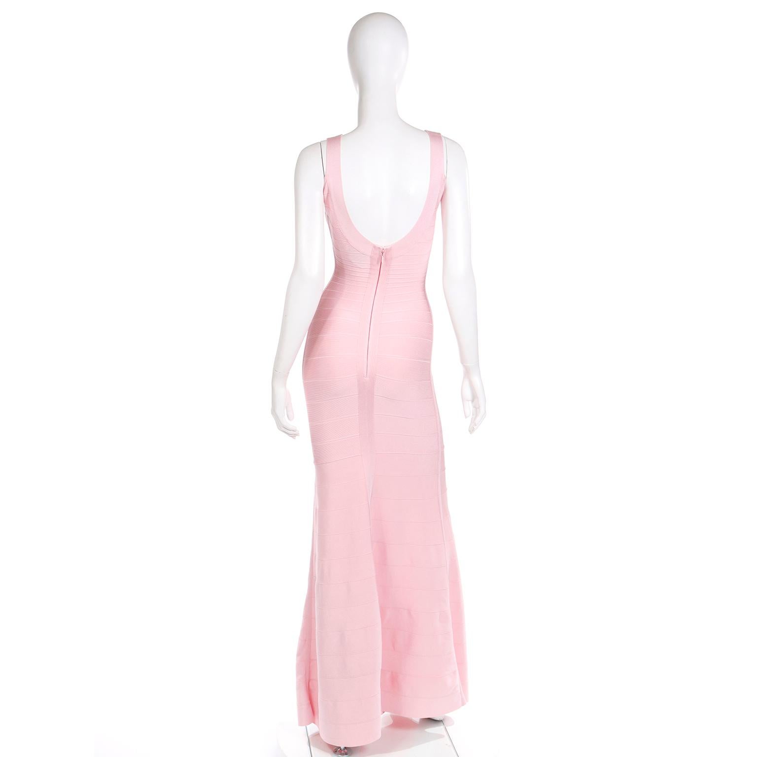 herve leger pink maxi dress