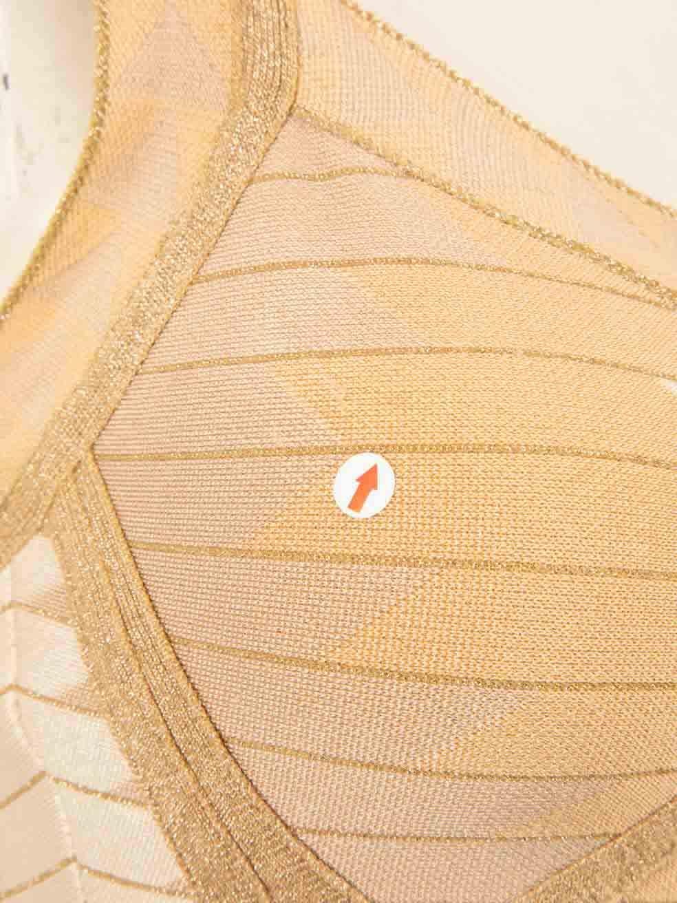 Herve Leger Gold Patterned Bandage Mini Dress Size XXS For Sale 1